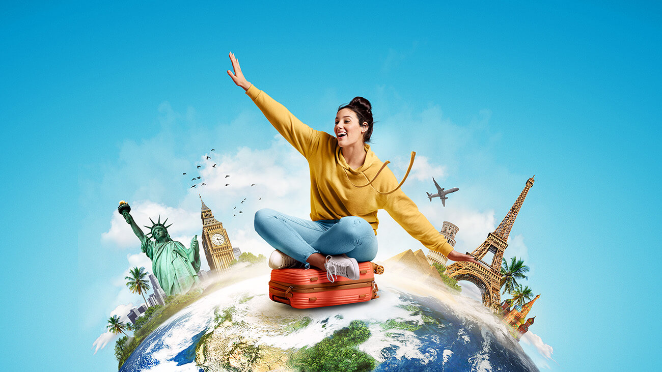 Full Shot Travel Concept With Landmarks