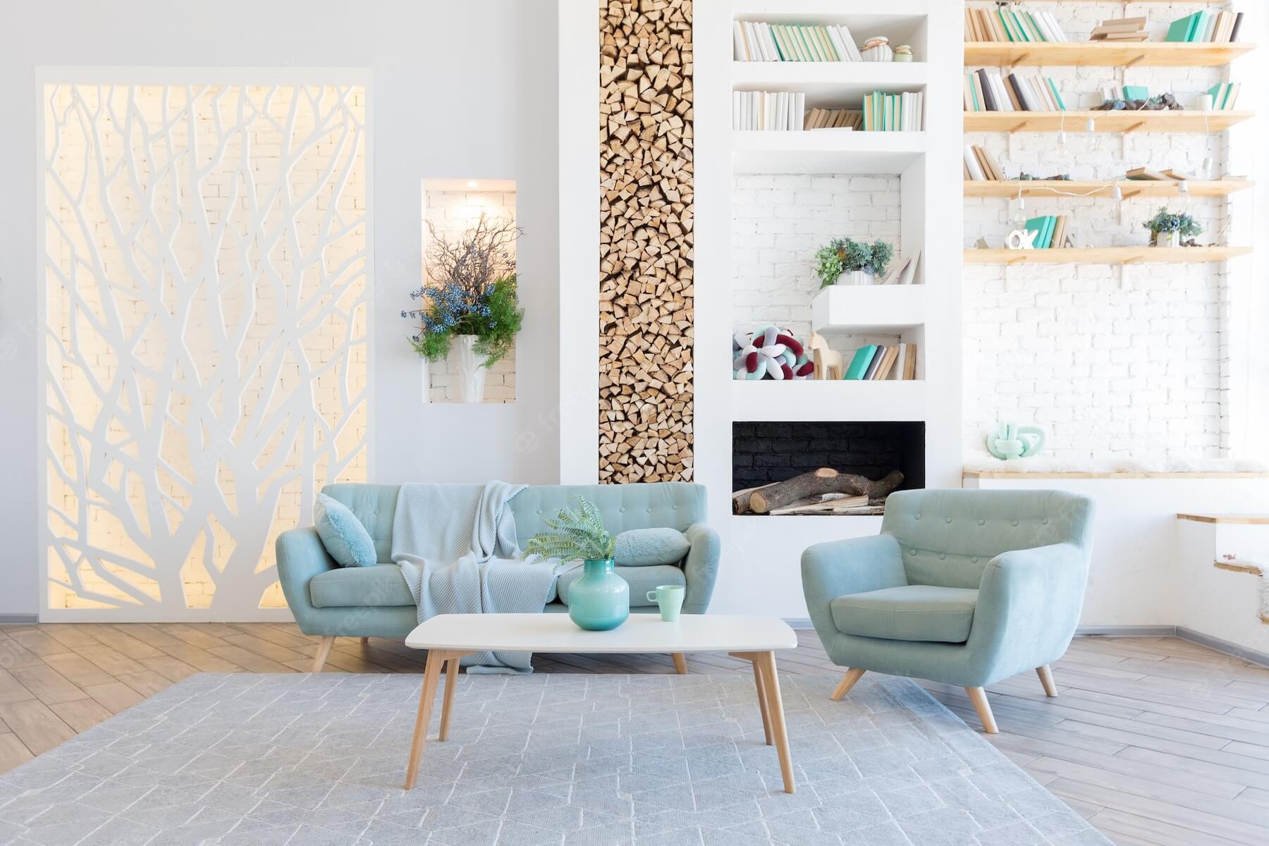 Fashionable Spacious Apartment With Stylish Design Green Grey White Pastel Colors With Big Window Decorative Walls Bedroom Kitchen Space 267786 383